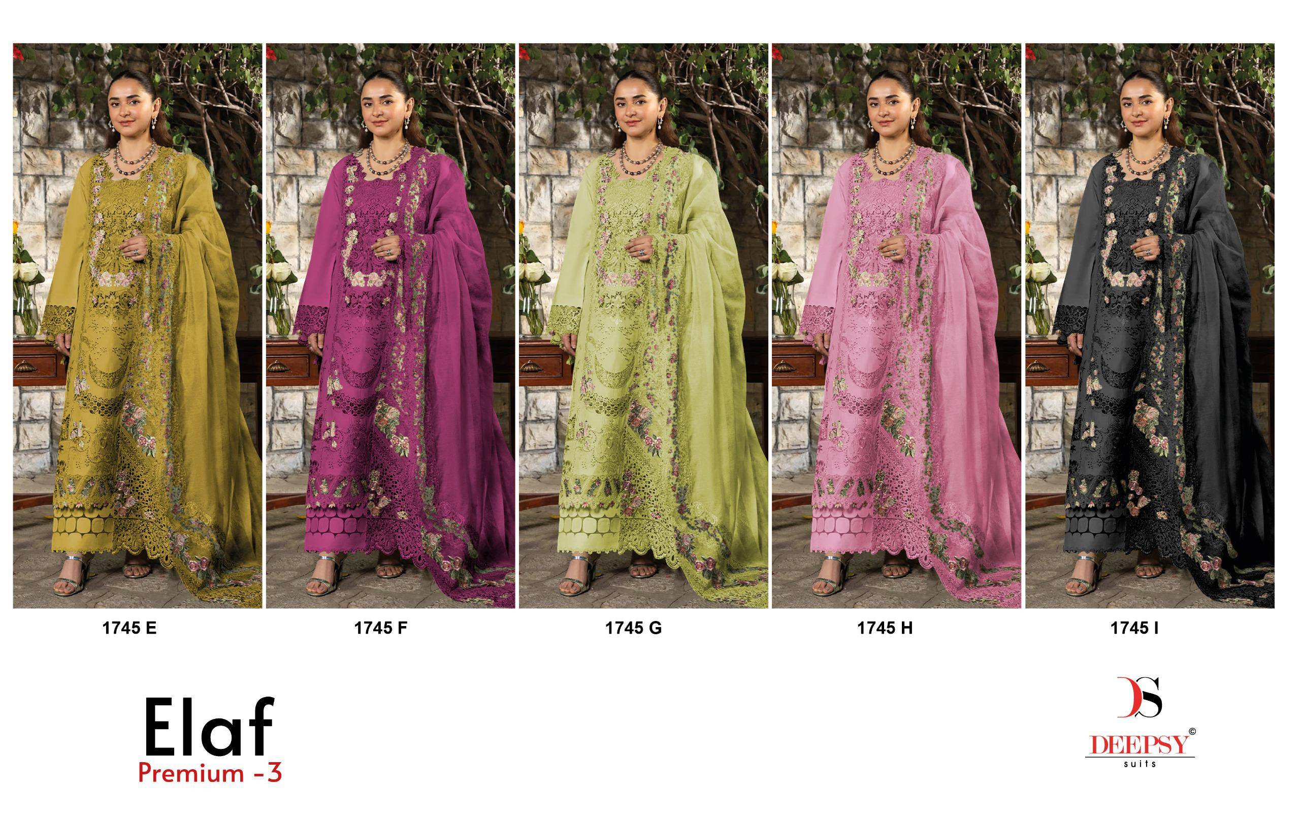 ELAF 1745 Series By DEEPSY SUITS Beautiful Pakistani Suits Wear Pure Cotton Dresses At Wholesale Price